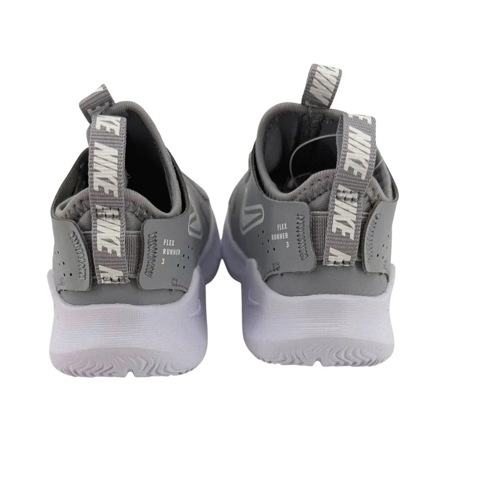 Nike Flex Runner 3 Toddler Shoes Grey White FN1478-001 Size 5C Slip On Sneakers